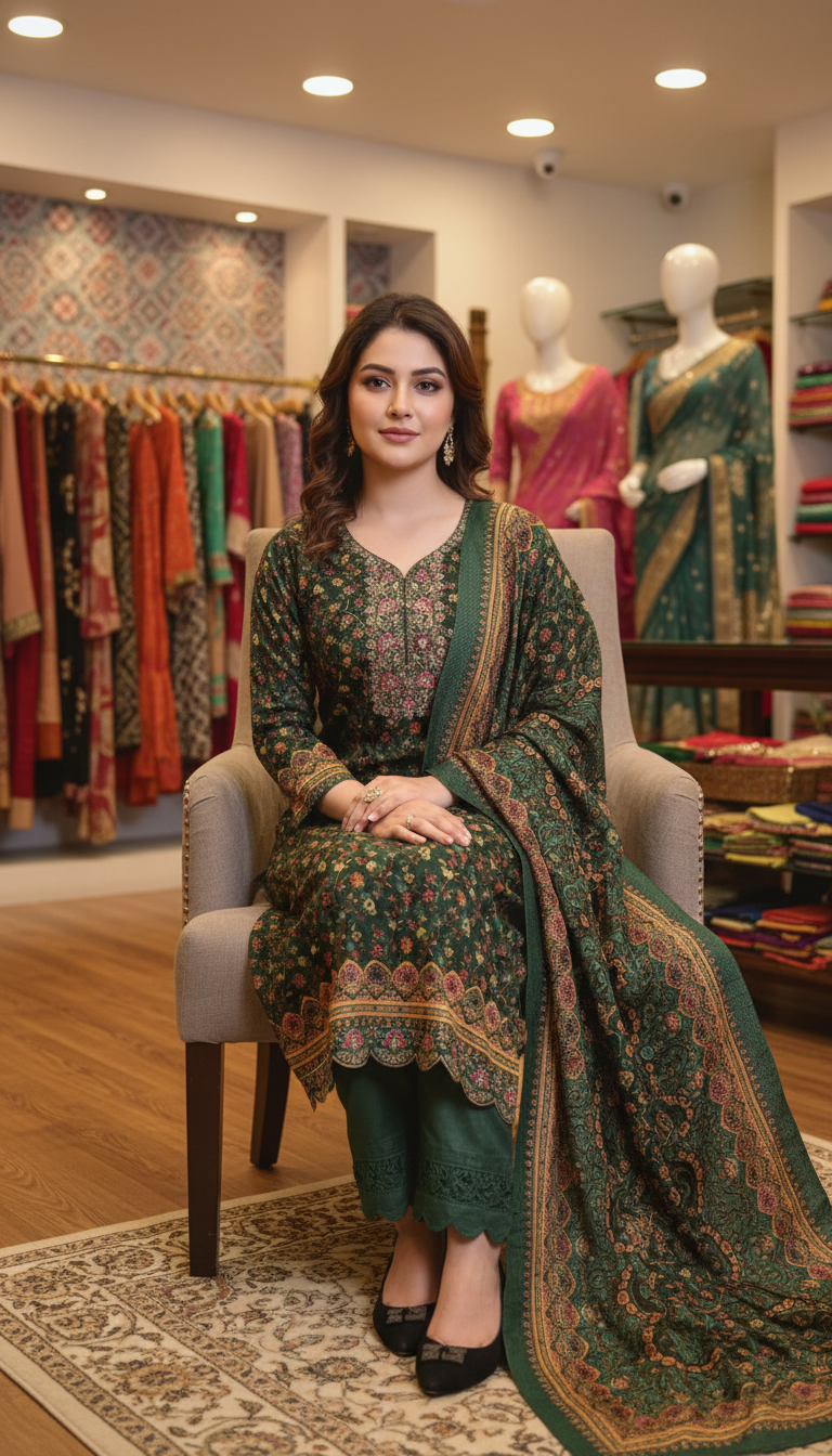 Elegent Embridary Cotton Three piece 707