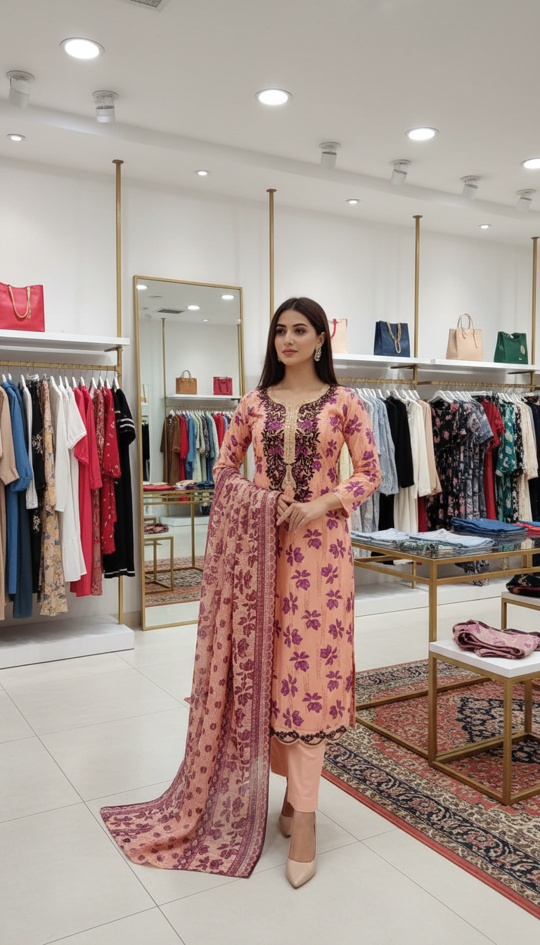 Elegent Embridary Cotton Three piece 705