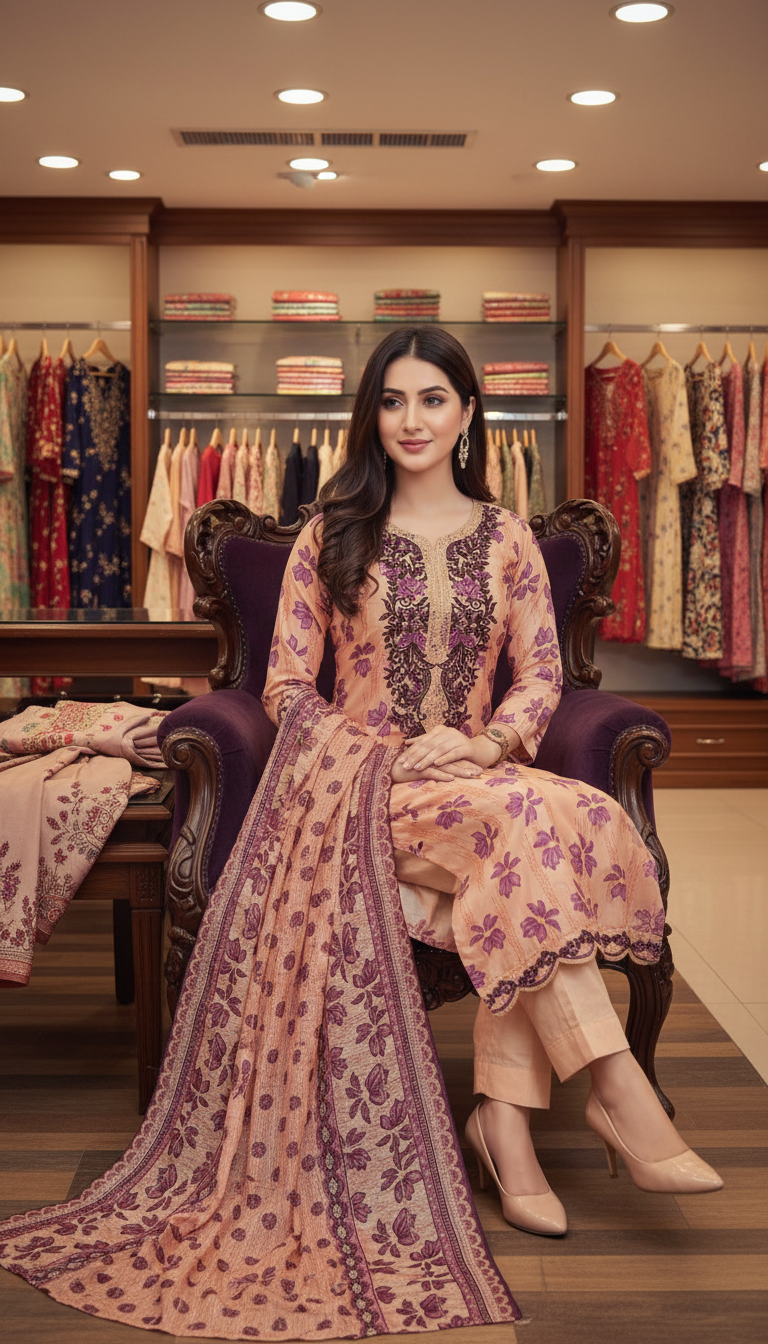 Elegent Embridary Cotton Three piece 705