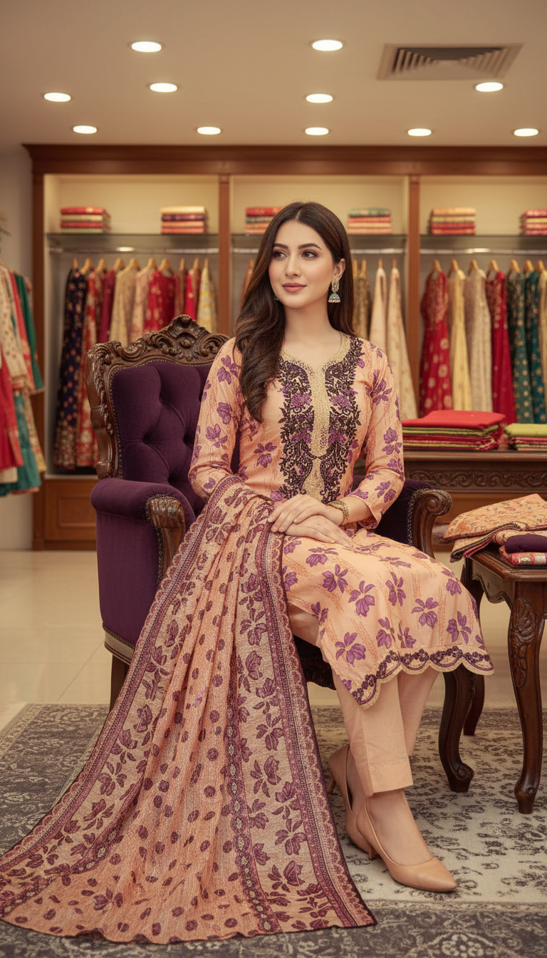 Elegent Embridary Cotton Three piece 705